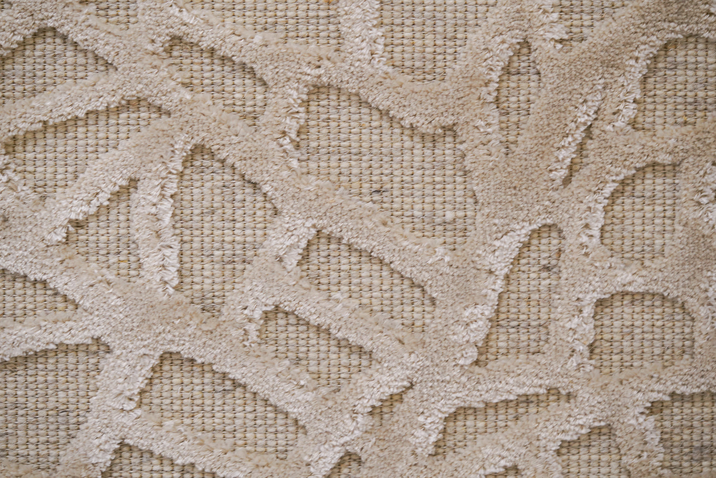 שטיח צמר ויסקוזה שמנת ולבן פנינה דגם Emma