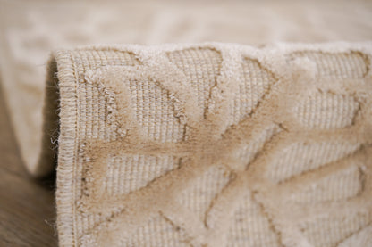 שטיח צמר ויסקוזה שמנת ולבן פנינה דגם Emma