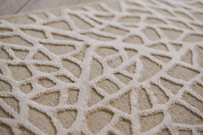 שטיח צמר ויסקוזה שמנת ולבן פנינה דגם Emma