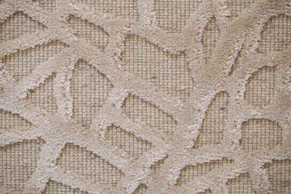 שטיח צמר ויסקוזה שמנת ולבן פנינה דגם Emma