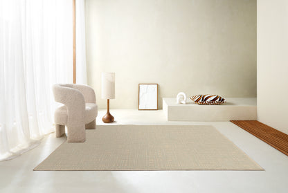 שטיח צמר ויסקוזה שמנת ולבן פנינה דגם Sharon