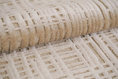 שטיח צמר ויסקוזה שמנת ולבן פנינה דגם Sharon