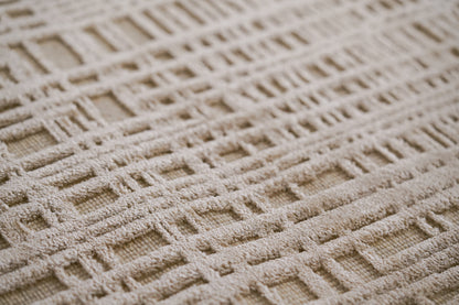 שטיח צמר ויסקוזה שמנת ולבן פנינה דגם Sharon