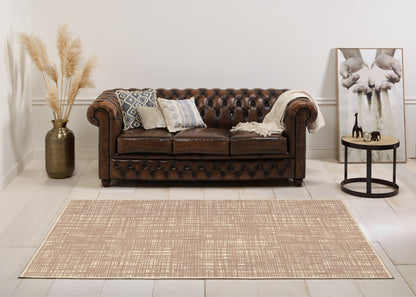 שטיח צמר ויסקוזה שמנת וחום גרייג׳ דגם Sharon