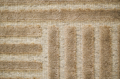 שטיח צמר ויסקוזה בז' וירוק זית דגם Reut