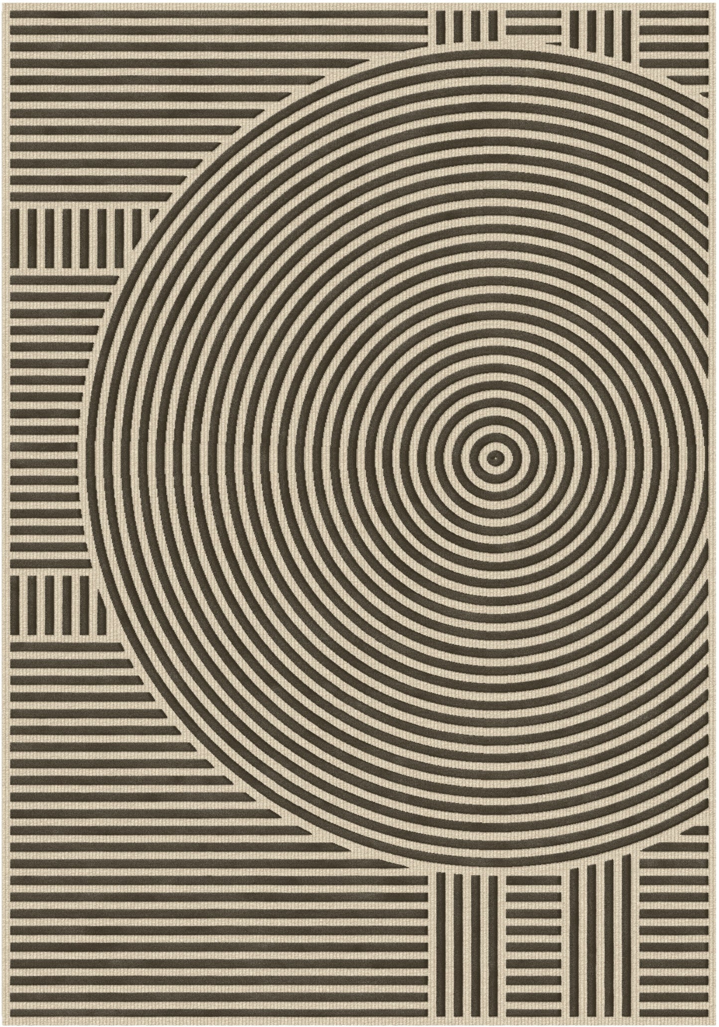 שטיח צמר ויסקוזה שמנת ושחור משי דגם Roni