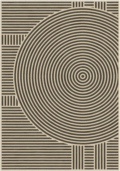 שטיח צמר ויסקוזה שמנת ושחור משי דגם Roni