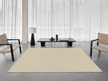 שטיח צמר ויסקוזה שמנת ולבן פנינה דגם Roni