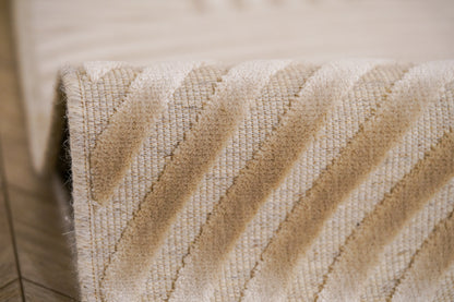 שטיח צמר ויסקוזה שמנת ולבן פנינה דגם Roni