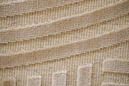 שטיח צמר ויסקוזה שמנת ולבן פנינה דגם Roni