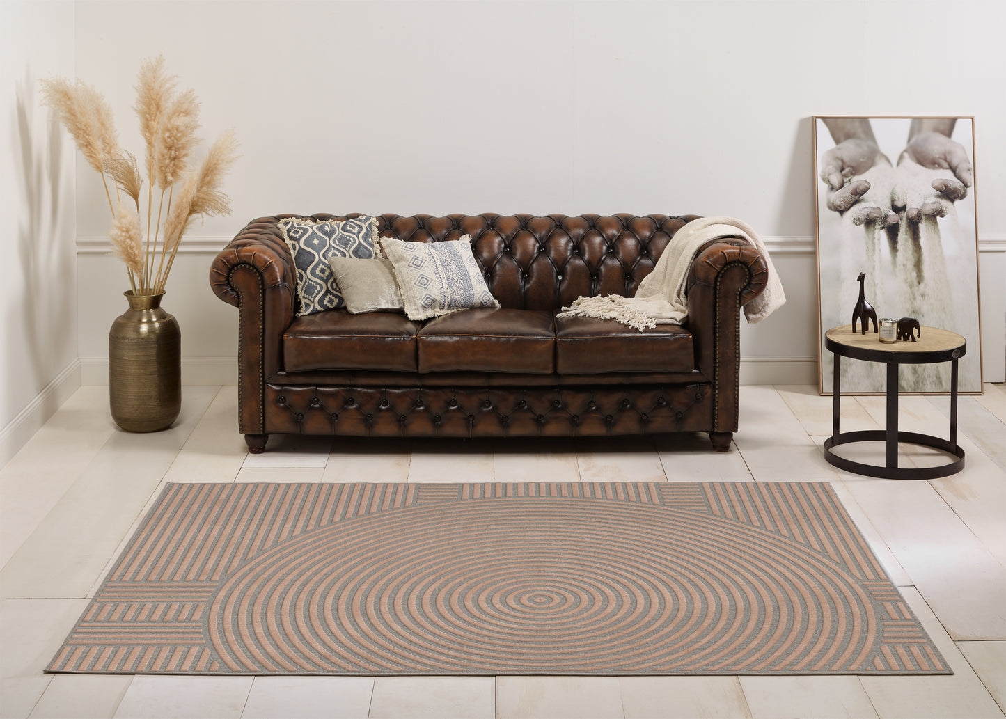 שטיח צמר ויסקוזה אפור וזהב מוברש דגם Roni