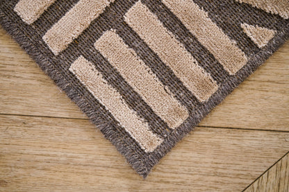 שטיח צמר ויסקוזה אפור וזהב מוברש דגם Roni