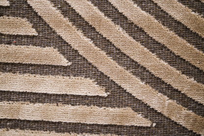 שטיח צמר ויסקוזה אפור וזהב מוברש דגם Roni