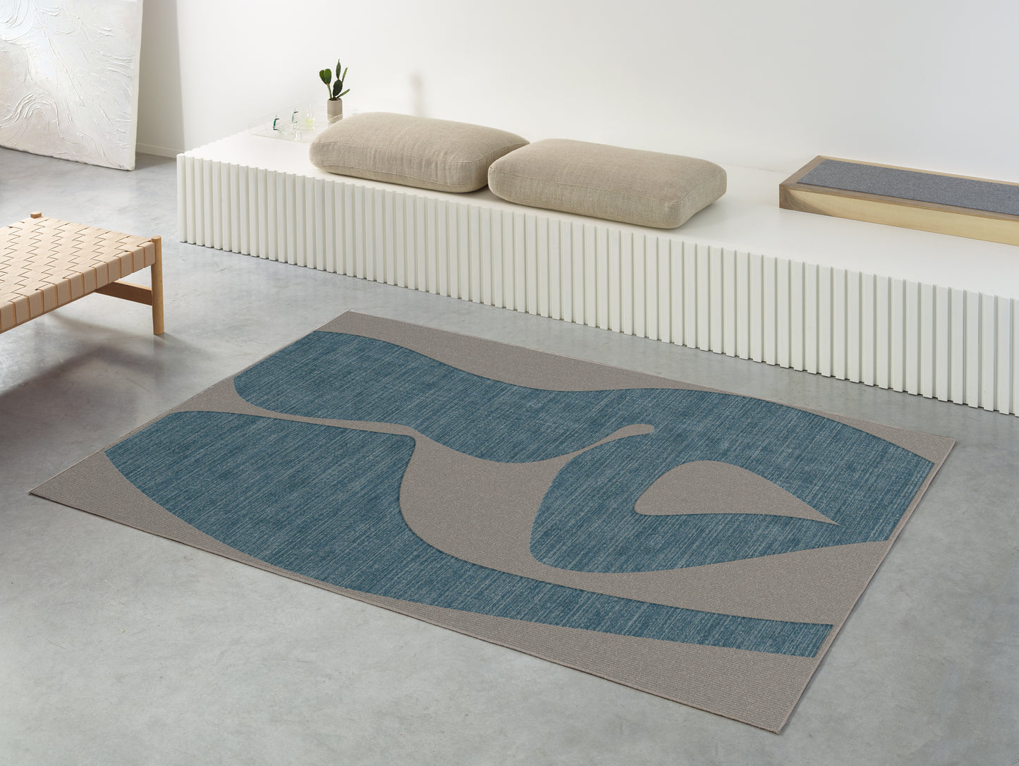 שטיח צמר ויסקוזה אפור ואפור מטאלי דגם Rotem