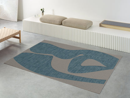 שטיח צמר ויסקוזה אפור ואפור מטאלי דגם Rotem