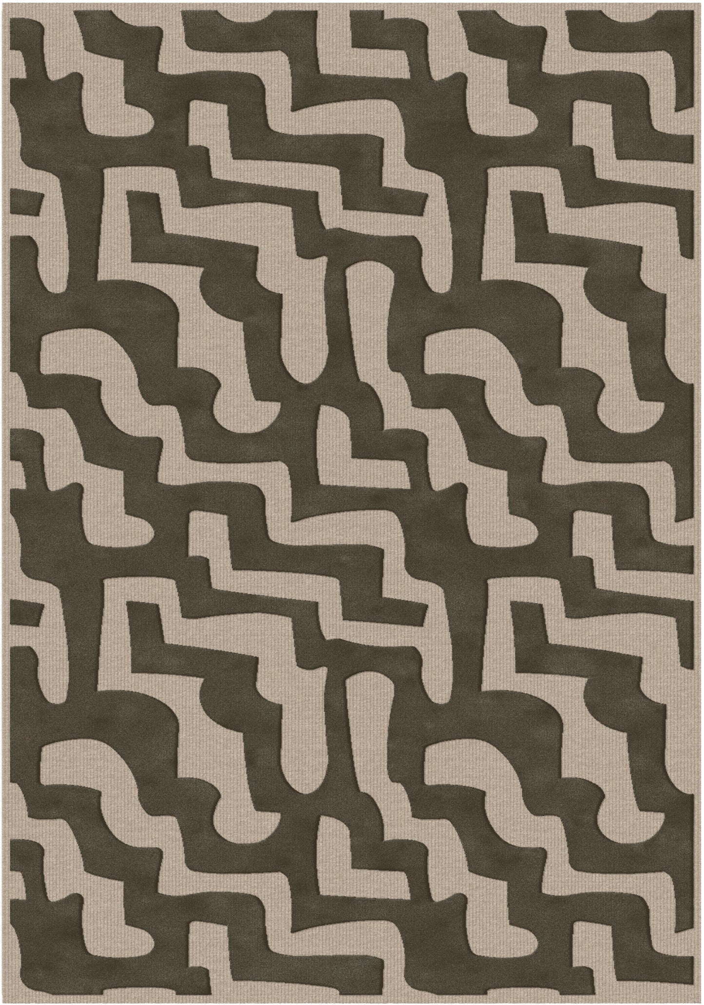 שטיח צמר ויסקוזה שמנת ושחור משי דגם Sophie