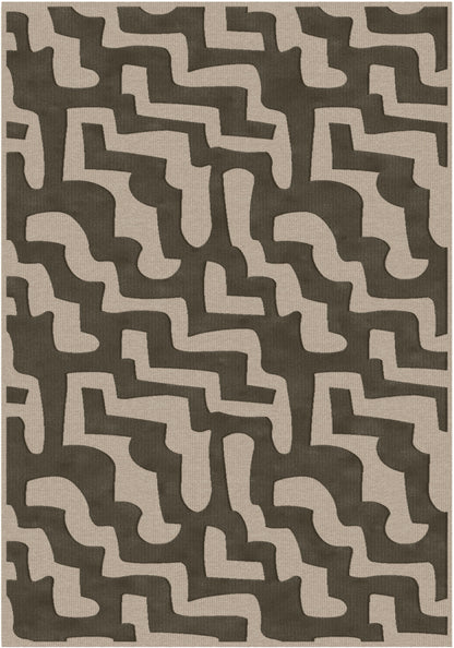 שטיח צמר ויסקוזה שמנת ושחור משי דגם Sophie