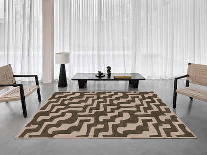 שטיח צמר ויסקוזה שמנת ושחור משי דגם Sophie