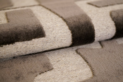 שטיח צמר ויסקוזה שמנת ושחור משי דגם Sophie