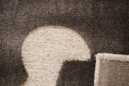 שטיח צמר ויסקוזה שמנת ושחור משי דגם Sophie