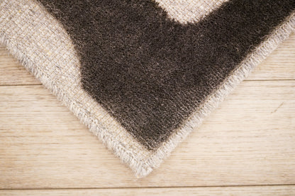 שטיח צמר ויסקוזה שמנת ושחור משי דגם Sophie