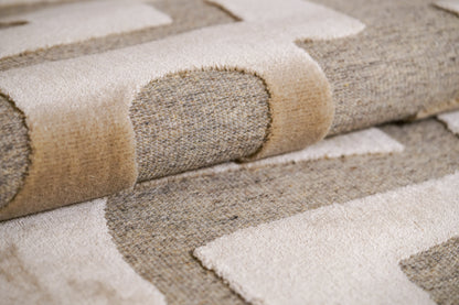 שטיח צמר ויסקוזה שמנת ולבן פנינה דגם Sophie