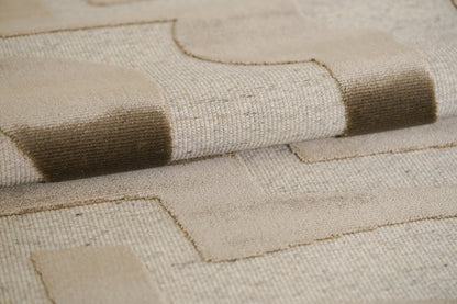 שטיח צמר ויסקוזה שמנת וירוק זית דגם Sophie