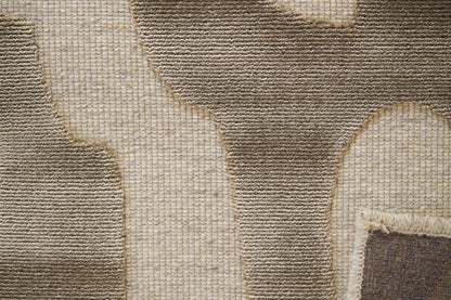 שטיח צמר ויסקוזה שמנת וירוק זית דגם Sophie