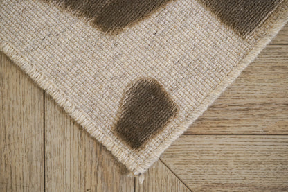 שטיח צמר ויסקוזה שמנת וירוק זית דגם Sophie