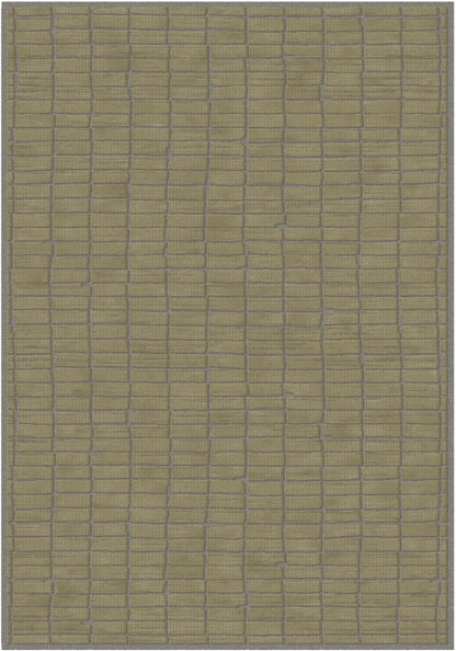 שטיח צמר ויסקוזה אפור וירוק זית דגם Stephanie