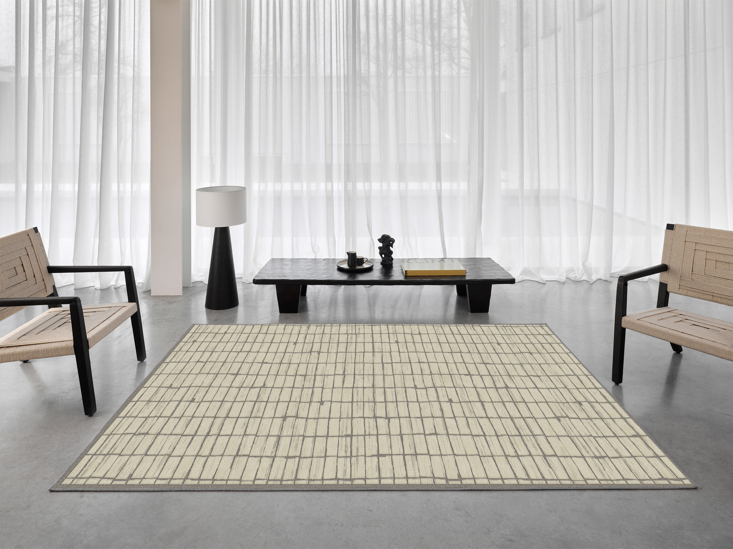 שטיח צמר ויסקוזה בז' ולבן פנינה דגם Stephanie