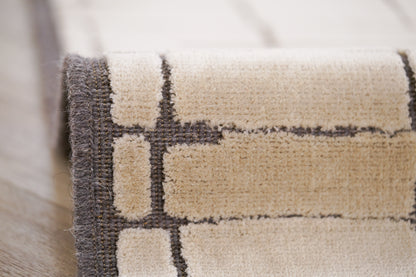 שטיח צמר ויסקוזה בז' ולבן פנינה דגם Stephanie