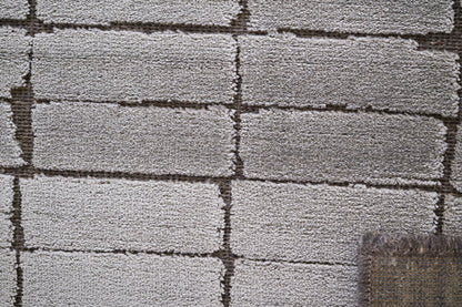 שטיח צמר ויסקוזה שמנת ואפור מטאלי דגם Stephanie