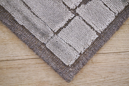 שטיח צמר ויסקוזה שמנת ואפור מטאלי דגם Stephanie