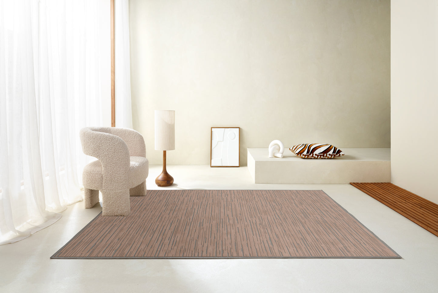 שטיח צמר ויסקוזה אפור וחום גרייג׳ דגם Ashley