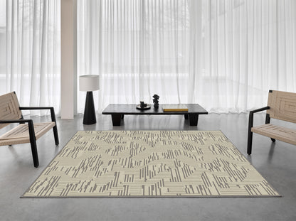 שטיח צמר ויסקוזה אפור ולבן פנינה דגם Kim