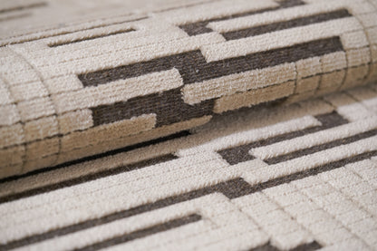 שטיח צמר ויסקוזה אפור ולבן פנינה דגם Kim