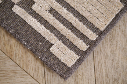 שטיח צמר ויסקוזה אפור ולבן פנינה דגם Kim