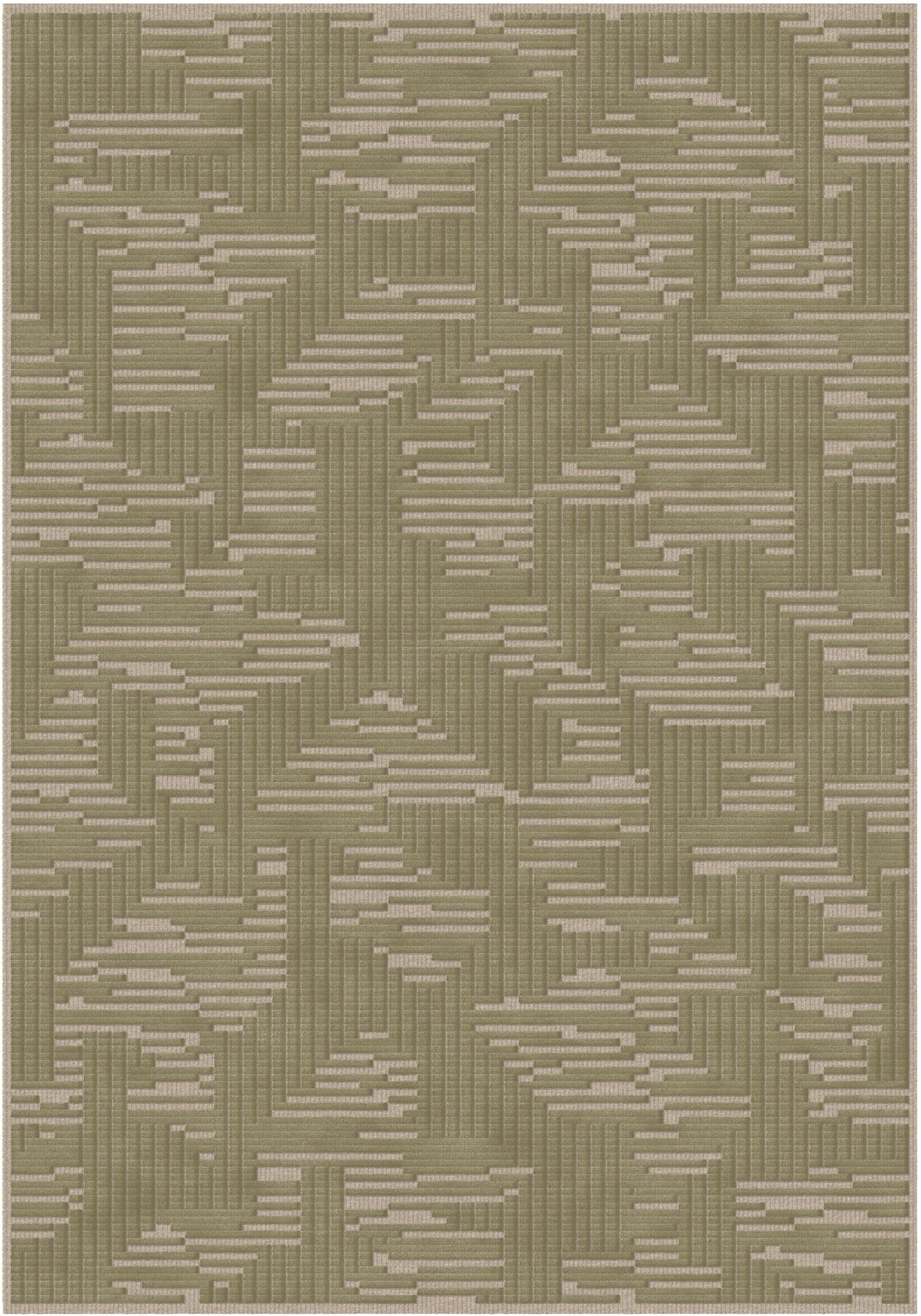 שטיח צמר ויסקוזה שמנת וירוק זית דגם Kim