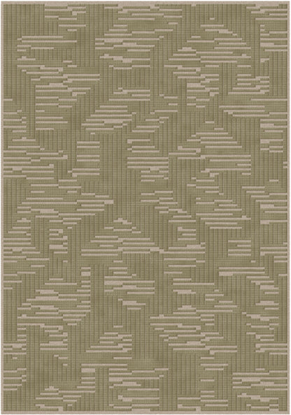 שטיח צמר ויסקוזה שמנת וירוק זית דגם Kim