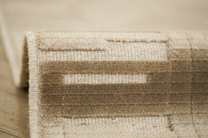 שטיח צמר ויסקוזה שמנת וירוק זית דגם Kim