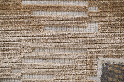 שטיח צמר ויסקוזה שמנת וחום גרייג׳ דגם Kim